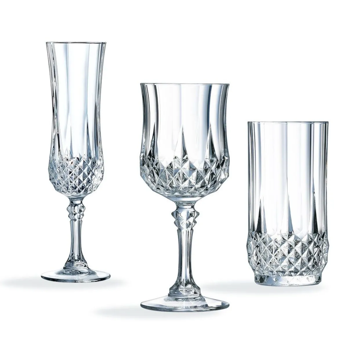 Cristal d'Arques Ensemble 18 pièces, verres à pied et gobelets Longchamp> Services De Verrerie