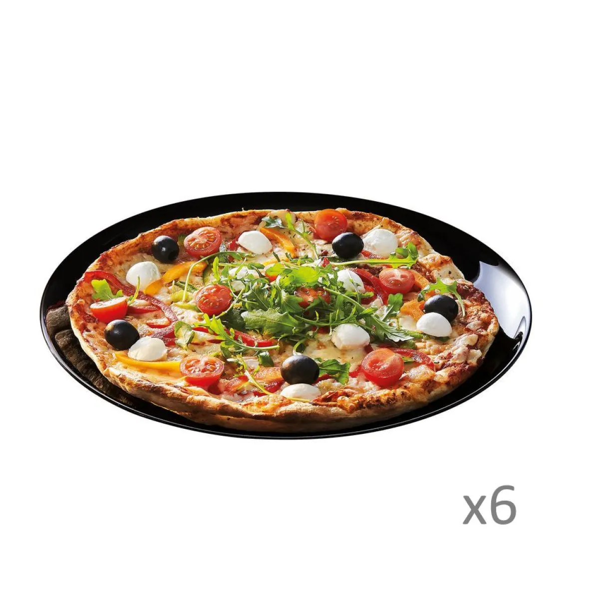 Luminarc Lot de 6 assiettes à pizza Friend's Time noir> Services De Vaisselle