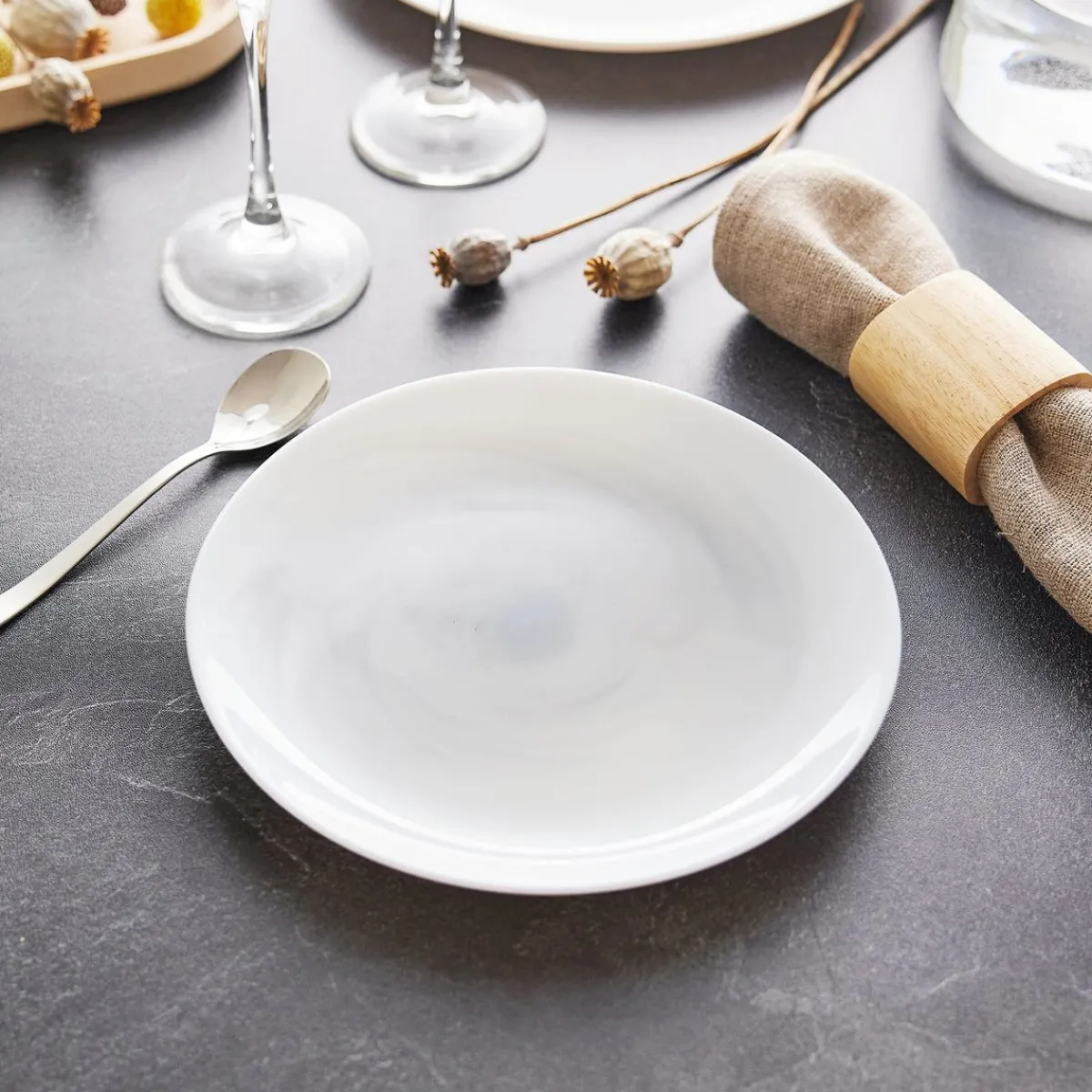 Luminarc White dessert plate 19 cm Diwali Marble> Plates